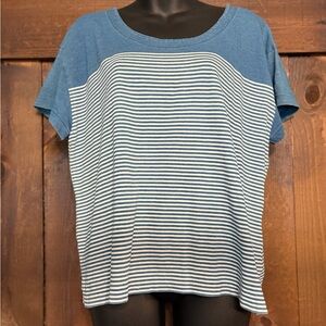 Madewell Indigo and White Striped Tee